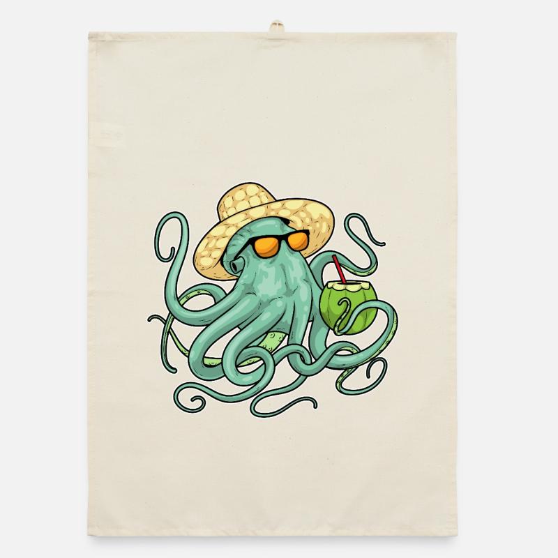 Octopus Beach Coconut Summer Organic dish towel