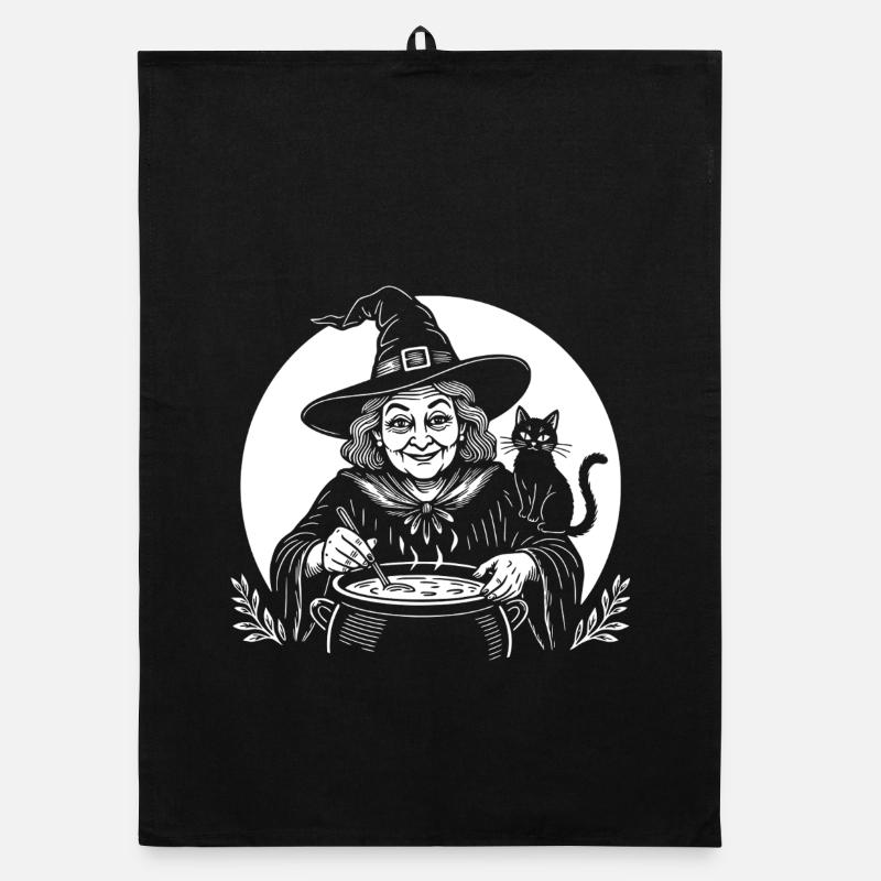 Sorcière Cuisson Cuisinier Soupe Cuissard Chat Noir Torchon bio