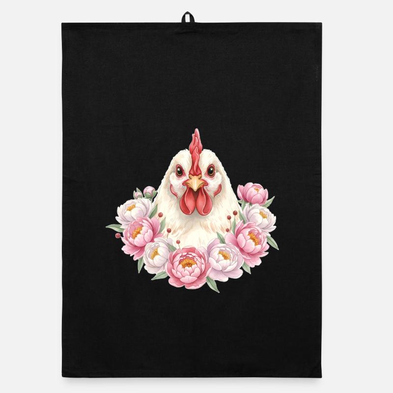 White Chicken Organic dish towel