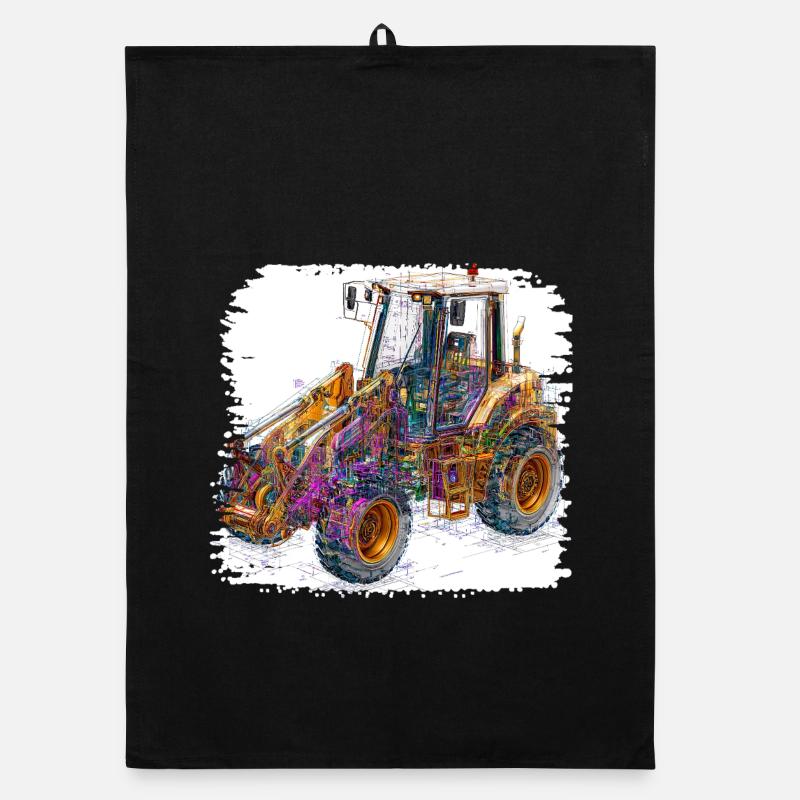 Excavatrices de construction Neon Lines Torchon bio