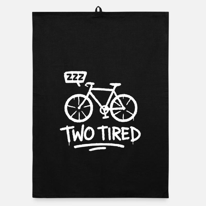 Two Tired – Funny Bicycle Pun Motif Organic dish towel
