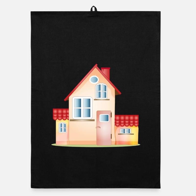 Maison colorée – Motif de maison conviviale Torchon bio