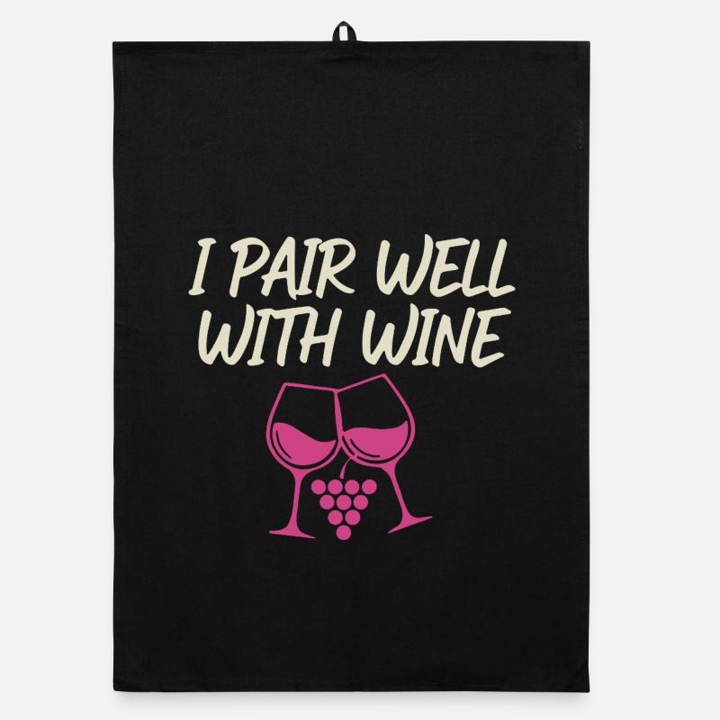 I Pair Well With Wine – Wein-Glas Motiv Organic Geschirrtuch