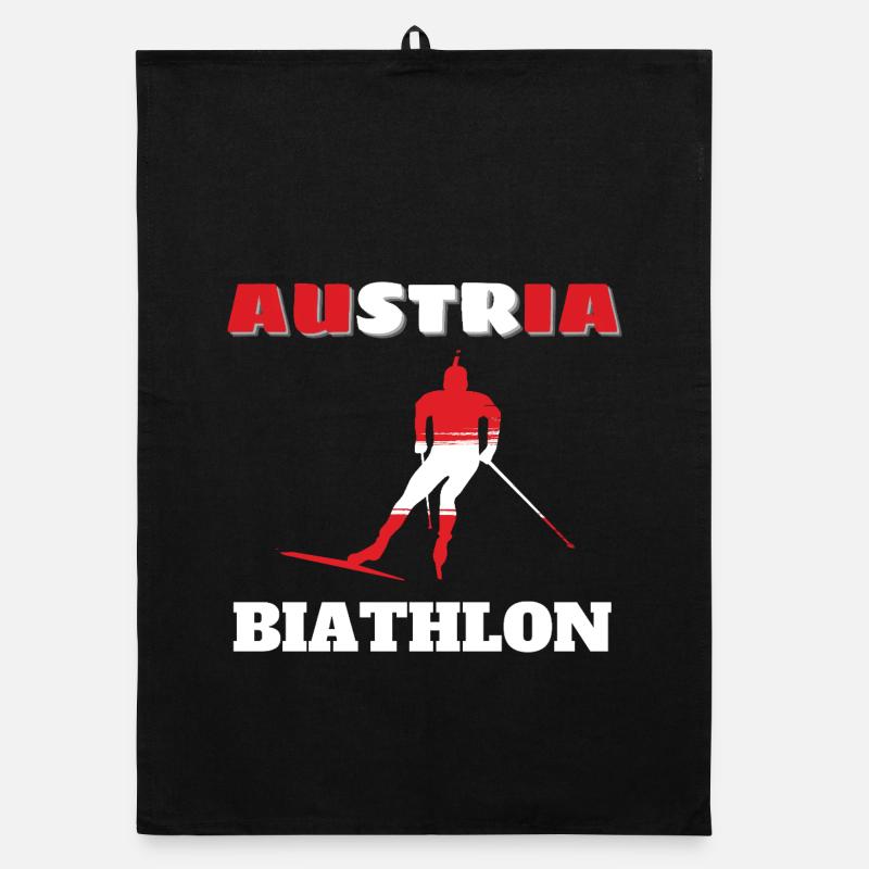 Biathlete Silhouette Red White Austria Organic dish towel