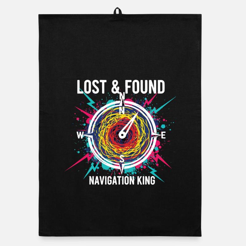 Lost & Found Compass Navigation King Organic dish towel
