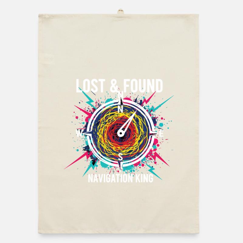 Lost & Found Compass Navigation King Organic dish towel