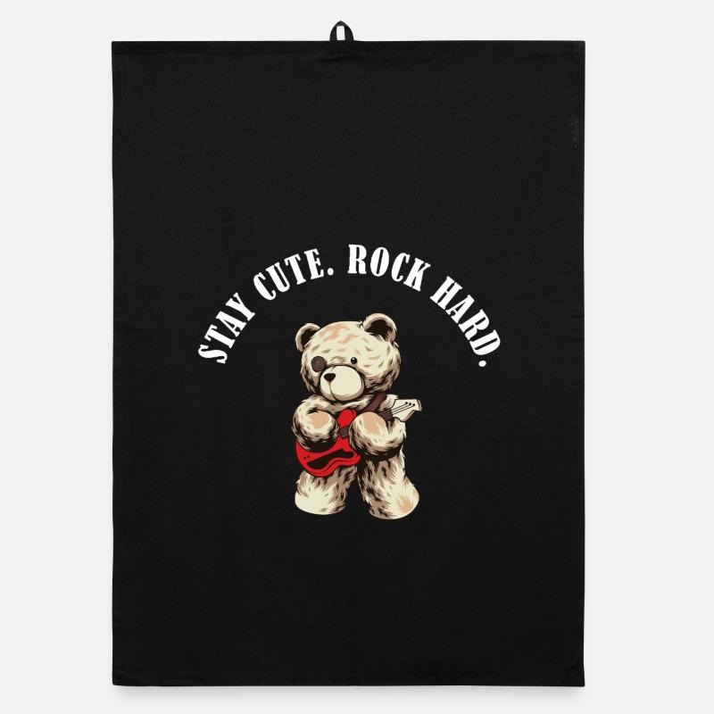 Stay Cute Rock Hard – Teddybär Rock Spruch Organic Geschirrtuch
