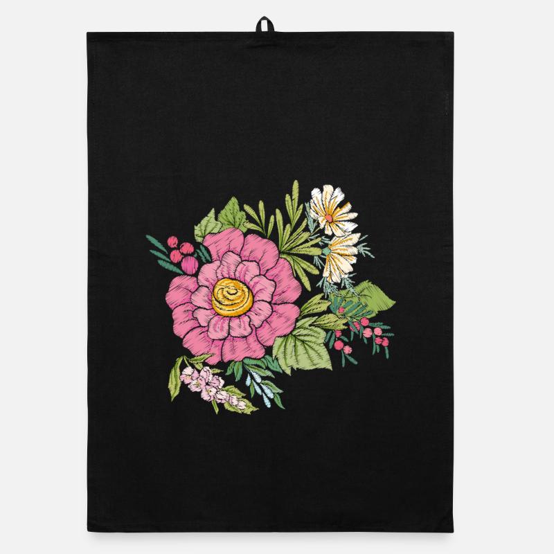 Flower image Organic dish towel