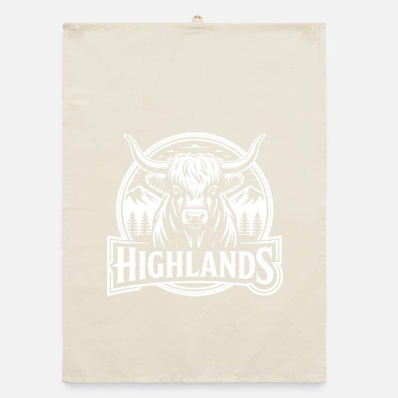 Highland Stier Emblem Organic Geschirrtuch