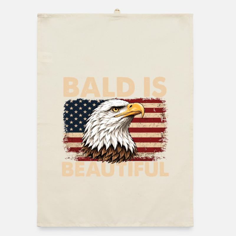 Bald Is Beautiful Eagle Patriotic Humor Organic dish towel