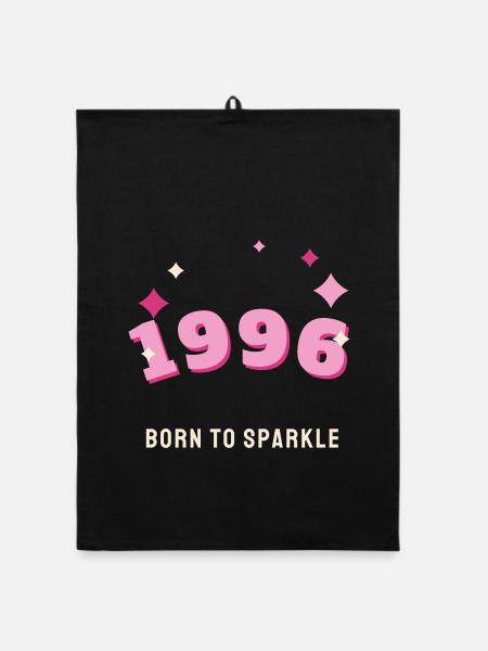 1996 Born to Sparkle Jahrgang 30. Geburtstag - Organic Geschirrtuch - Schwarz - Vorne