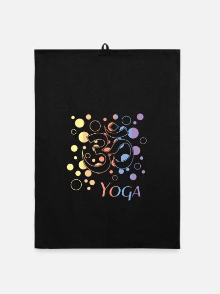 Om Yoga  - Organic Geschirrtuch - Schwarz - Vorne