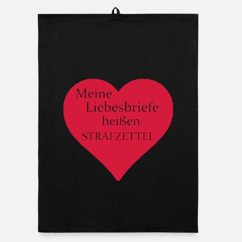 Strafzettel Liebe Spruch Geschenk Herz Polizei - Organic Geschirrtuch - Schwarz