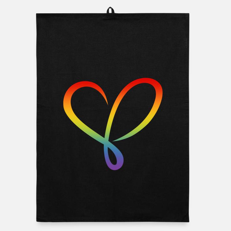 Regenbogen Herz - Organic Geschirrtuch - Schwarz