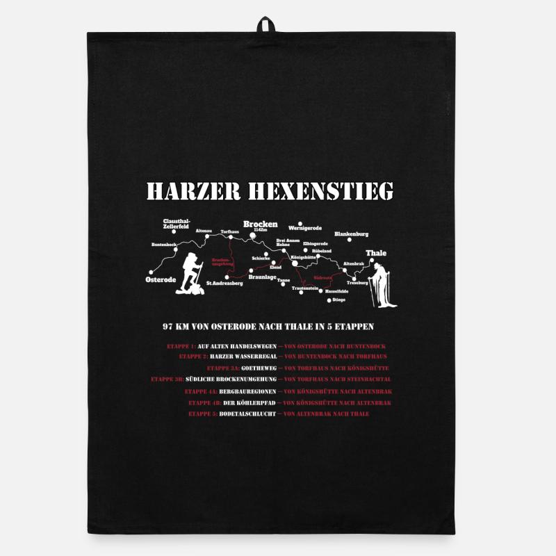 Harzer Hexenstieg Wandergruppen - 5 Etappe - Organic Geschirrtuch - Schwarz