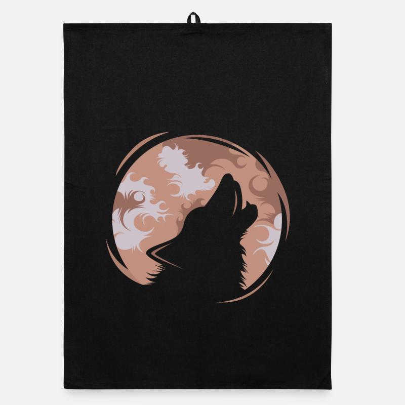 Wolf illustration icon logo moon evening icon Organic dish towel