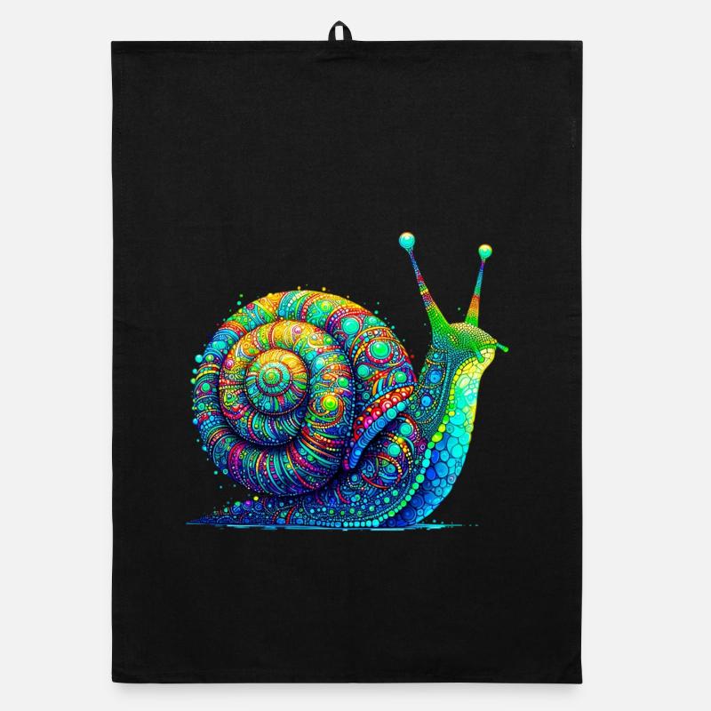 Schnecke - Organic Geschirrtuch - Schwarz