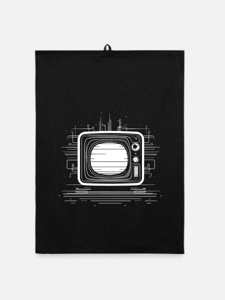 Oldschool TV Sketch - Organic dish towel - black - Front