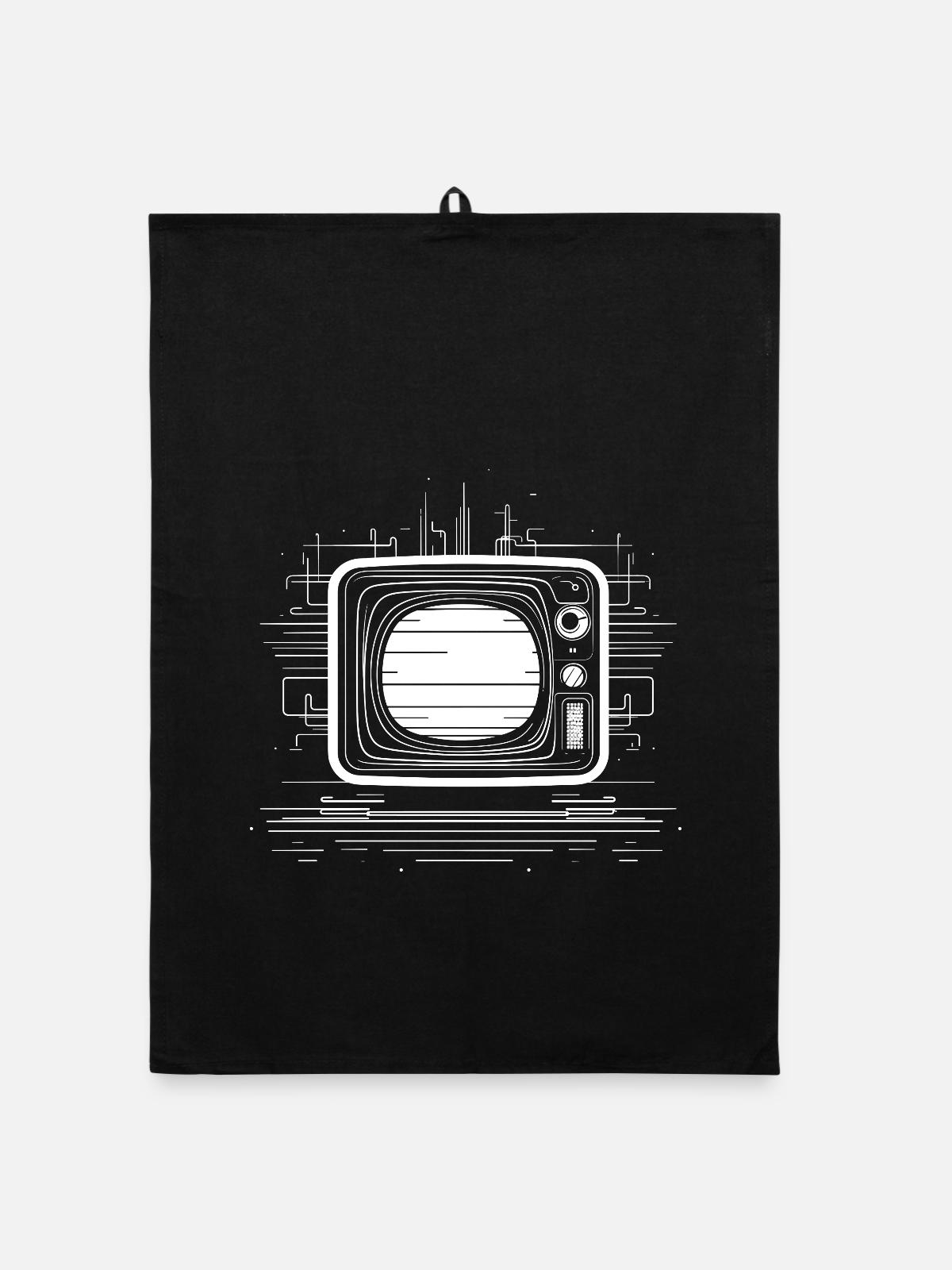 Sketch télévisé à l’ancienne - Torchon bio - noir - Devant