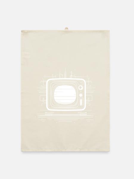 Oldschool TV Skizze - Organic Geschirrtuch - Natur - Vorne