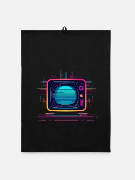 TV 80er Jahre Look - Organic Geschirrtuch - Schwarz - Vorne