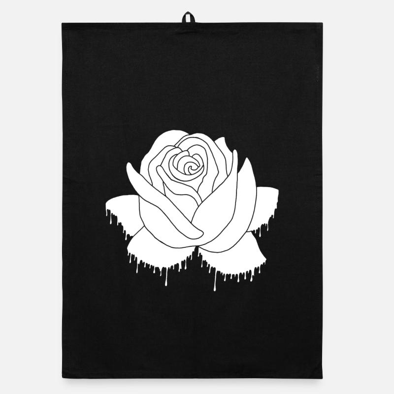 Graffiti d'une rose blanche Torchon bio