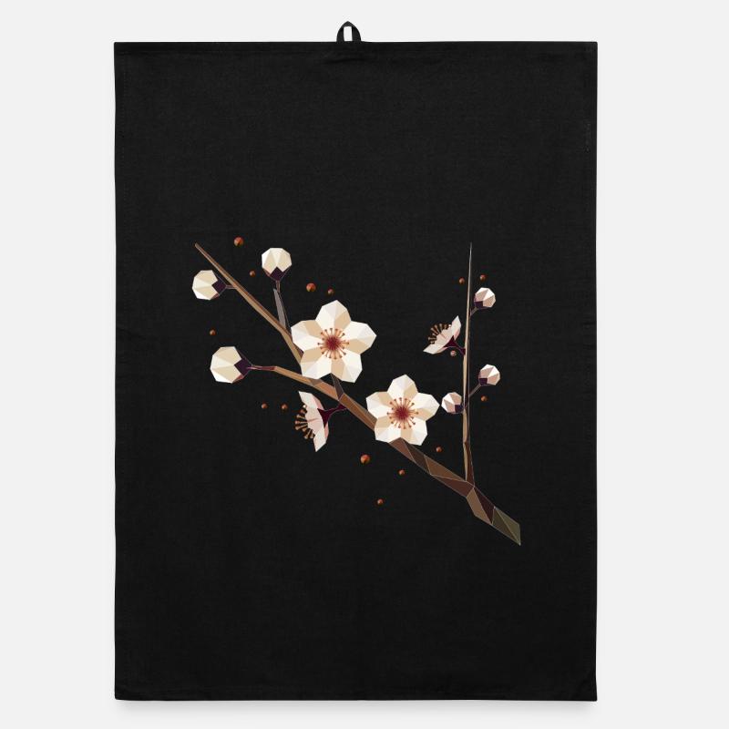 Plum blossom branch – delicate elegance in spring Organic dish towel