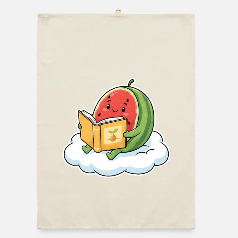 Kawaii melon while reading Organic dish towel