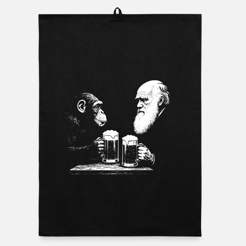 Schimpanse und Darwin trinken Bier Organic Geschirrtuch