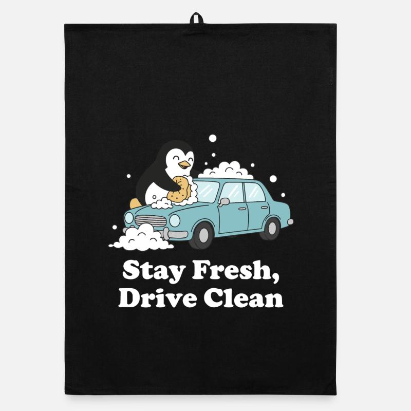 Stay Fresh Drive Clean Penguin Organic dish towel
