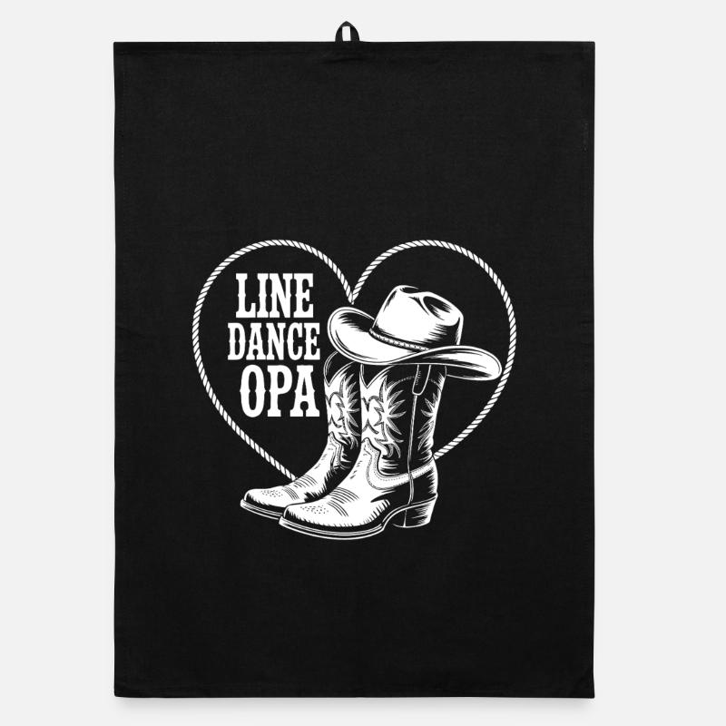Line Dance Opa Cowboy Boots Herz Organic Geschirrtuch