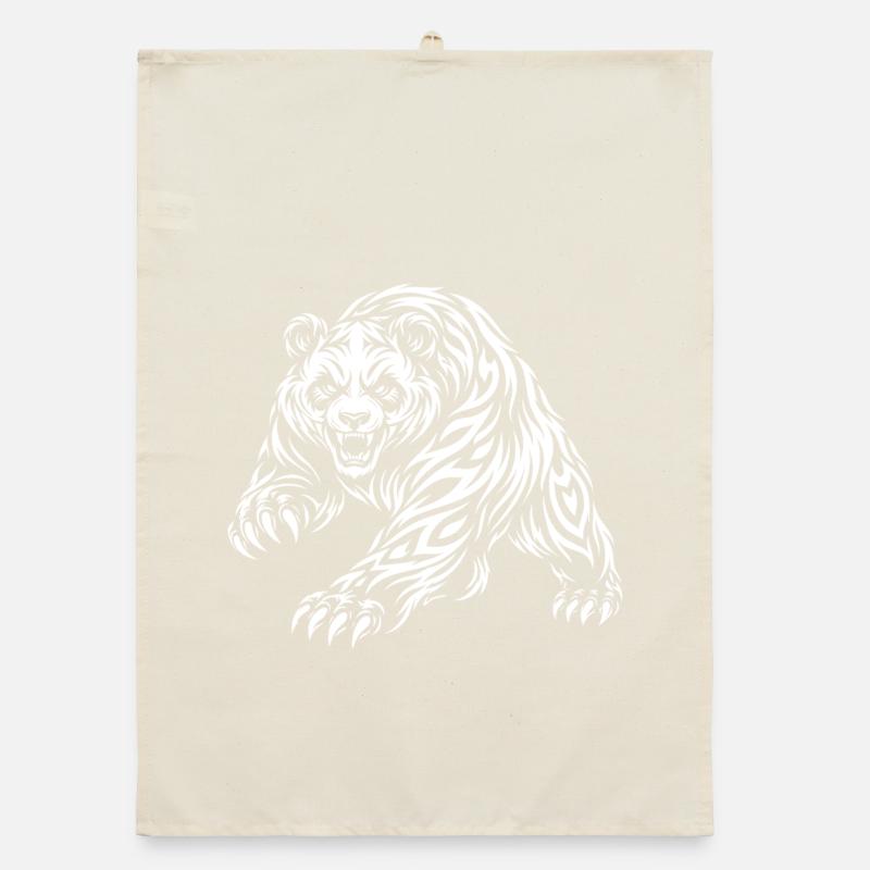 Wild Panda – Tribal Bear Motif Organic dish towel