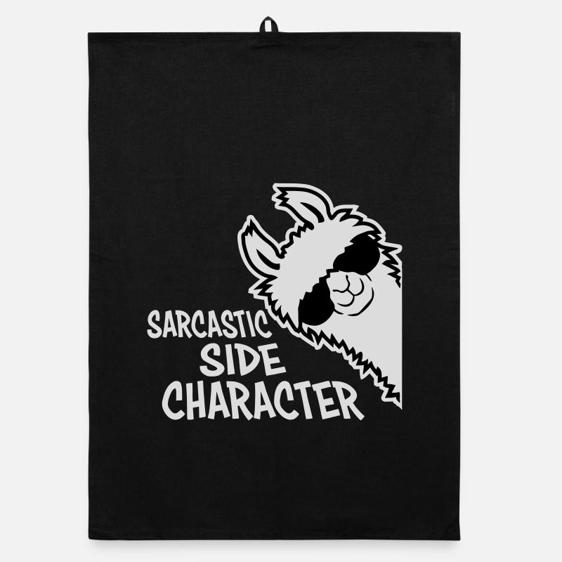 Lama Alpaka Sarcastic Side Character Sarkastisch Organic Geschirrtuch