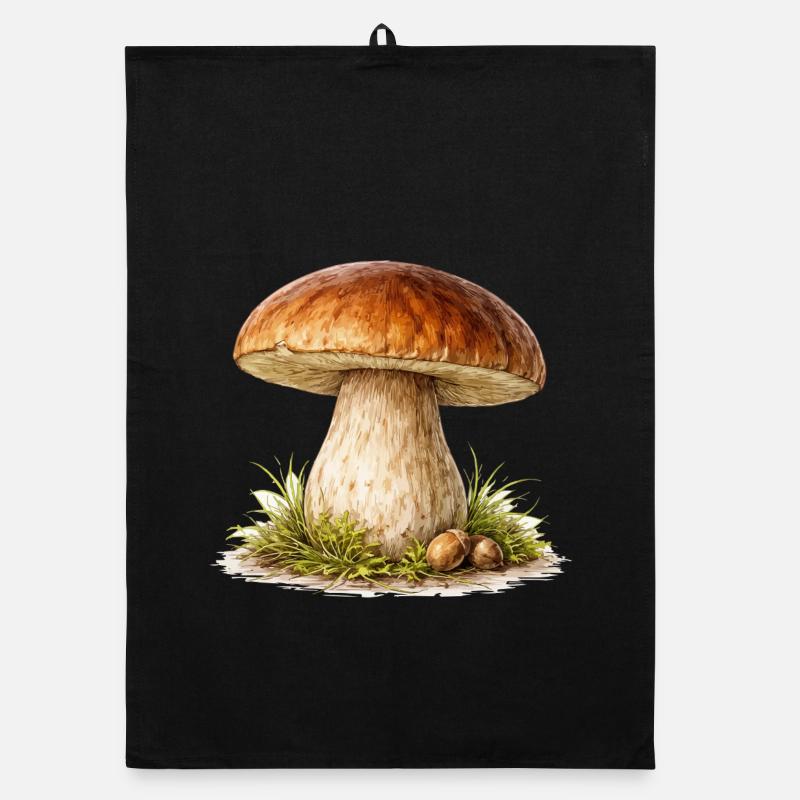 Forest mushroom illustration Organic dish towel