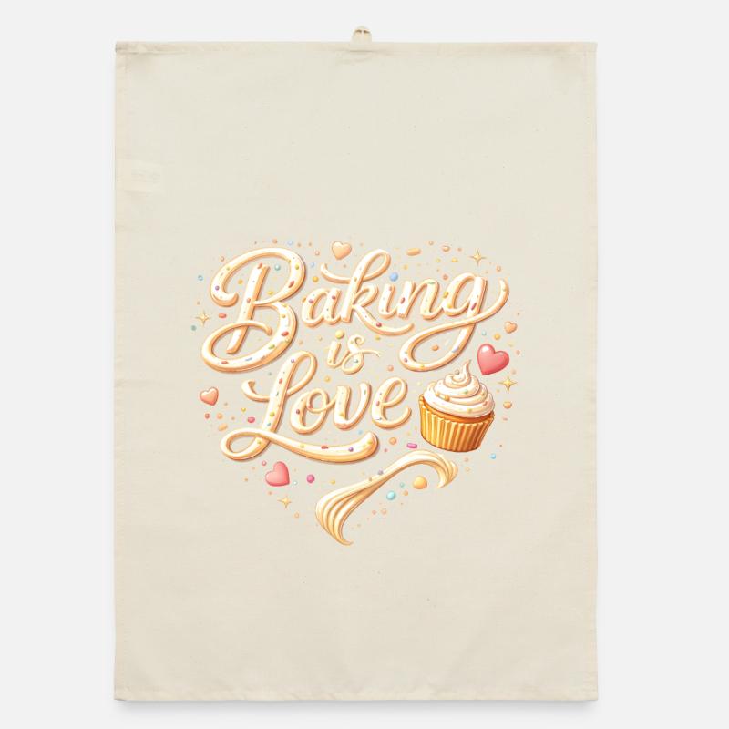 Baking is Love Backen Spruch Design  Organic Geschirrtuch