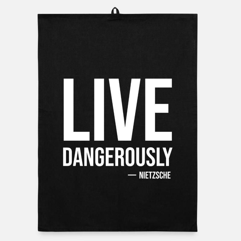 Live Dangerously Nietzsche Quote Tee Organic dish towel