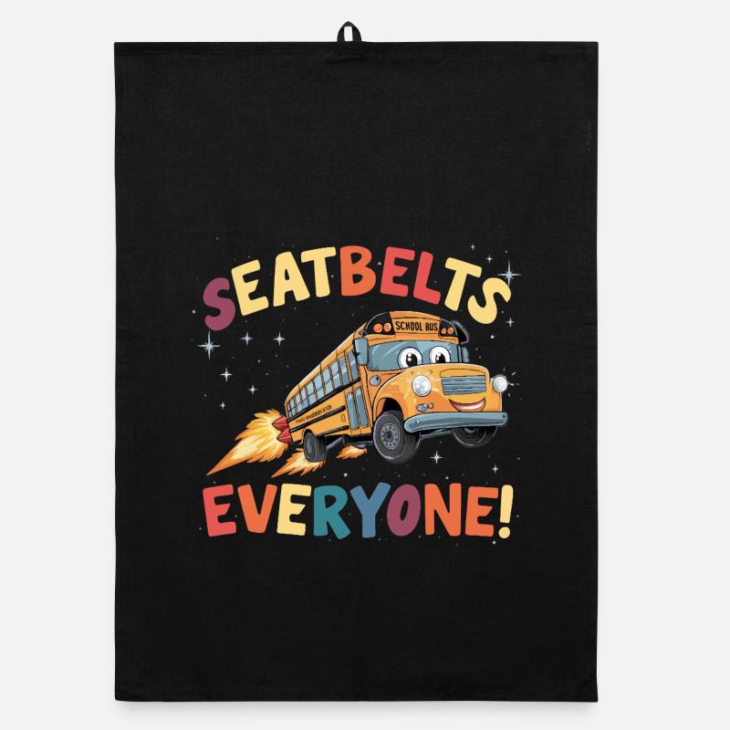 Space School Bus Rocket Flight Organic dish towel