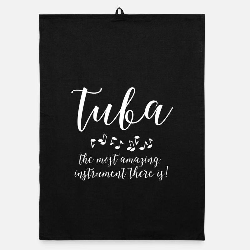 Amazing Tuba White Text Organic dish towel