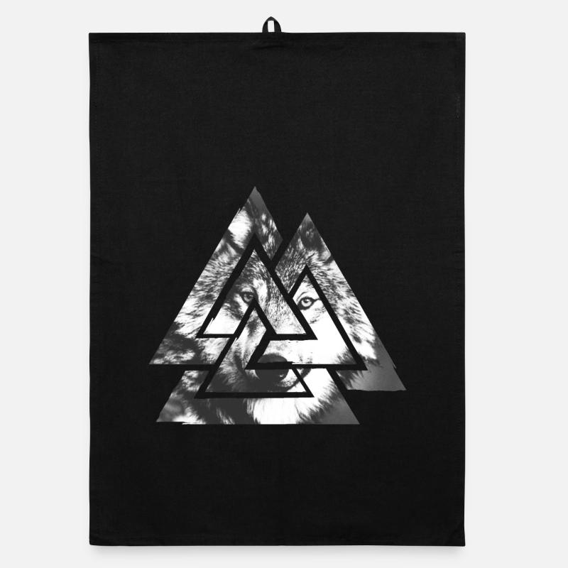 Valknut, Symbol von Odin - Mit Wolf Organic Geschirrtuch