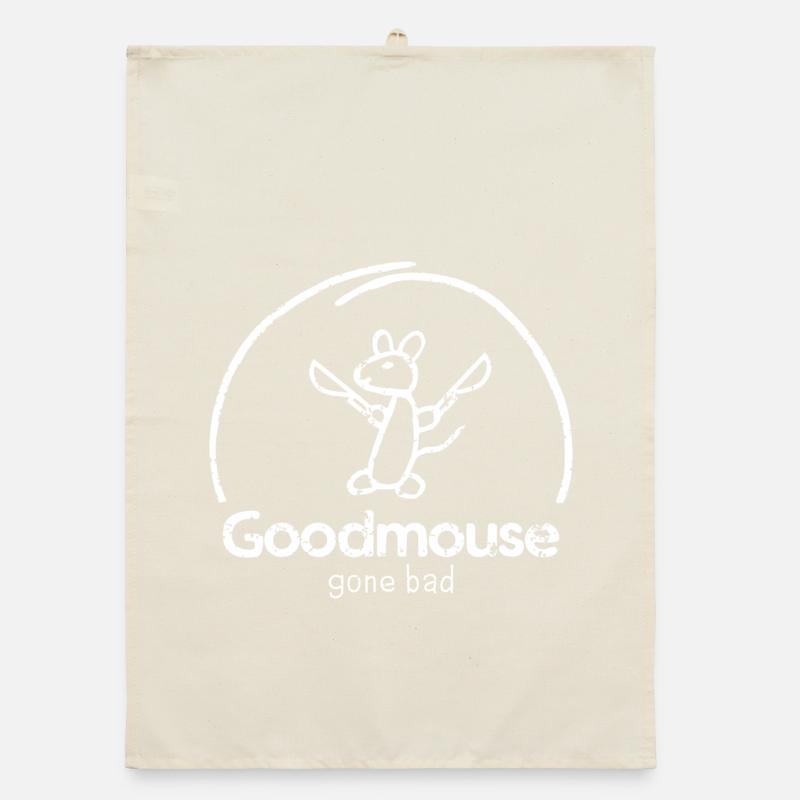 "Goodmouse" mouse with cool evil saying Organic dish towel
