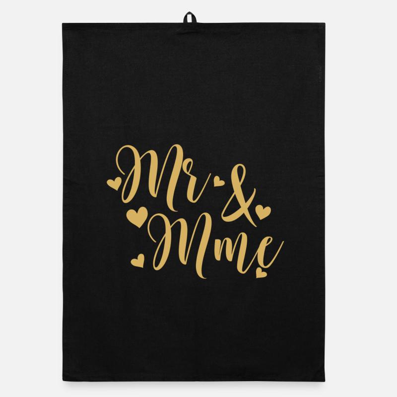 Mr And Mme script doré - Torchon bio - noir
