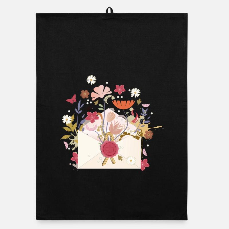 enveloppe florale avec fleurs et sceau Torchon bio