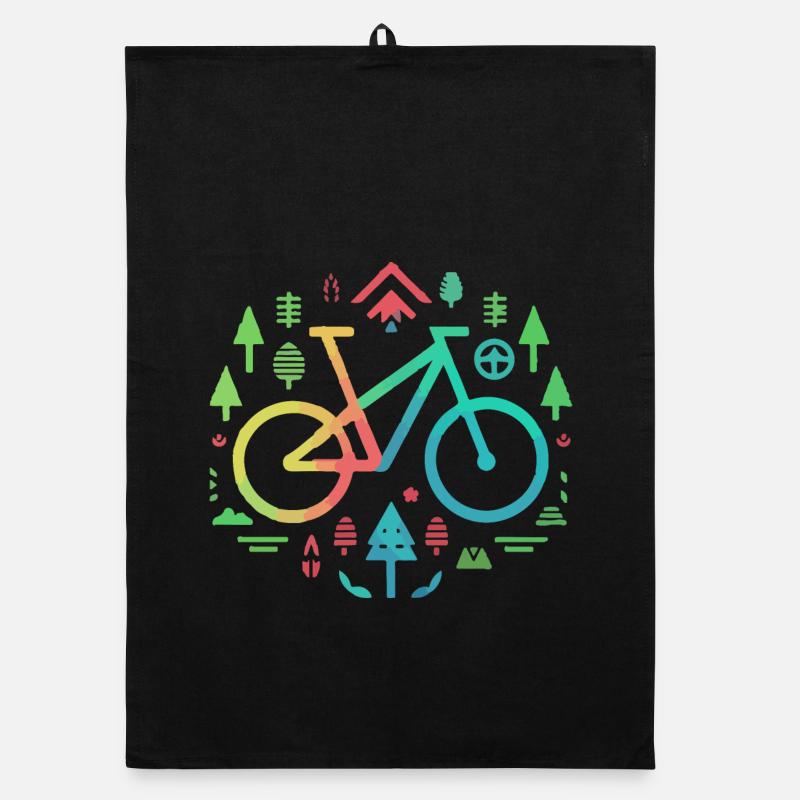 Minimalist Bicycle and Nature Outline Organic dish towel
