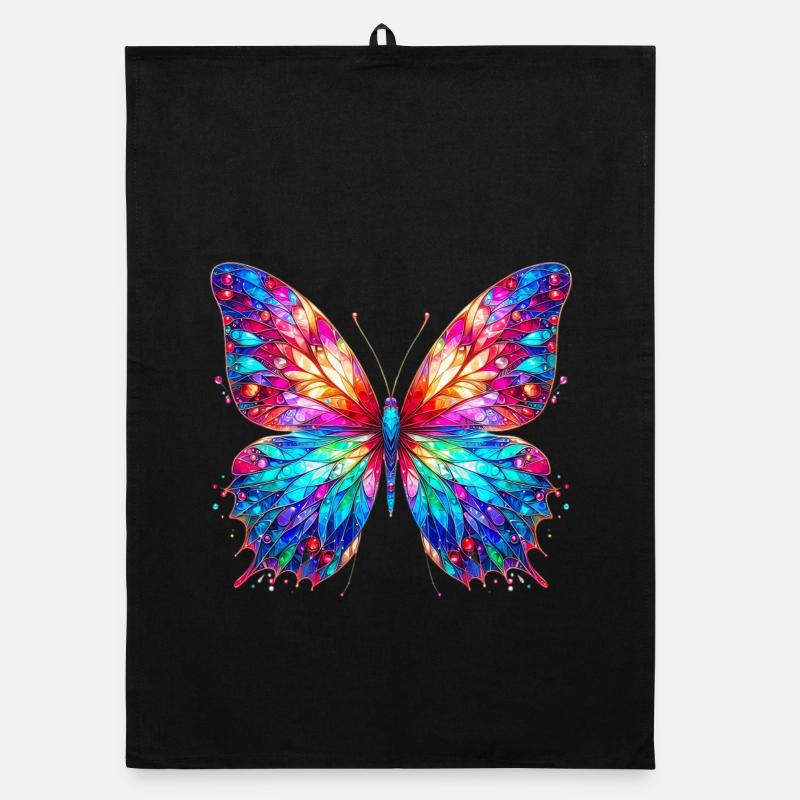 Schmetterling - Organic Geschirrtuch - Schwarz