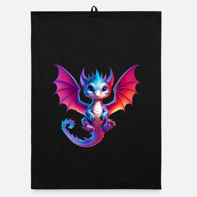 Drache - Organic Geschirrtuch - Schwarz