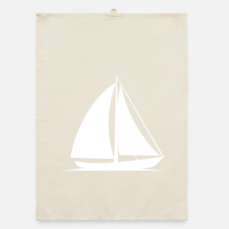 Segelboot Line Art Organic Geschirrtuch