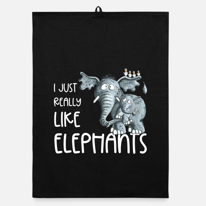 J’aime vraiment les éléphants I Elefant Wildtiere Torchon bio