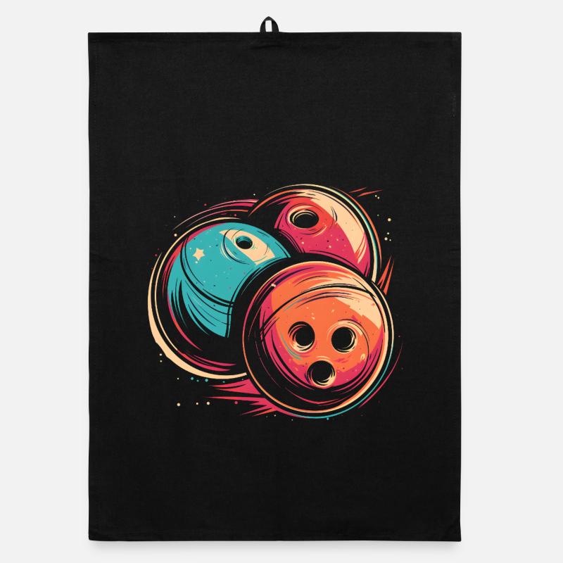Bowling Balls Synthwave Organic dish towel