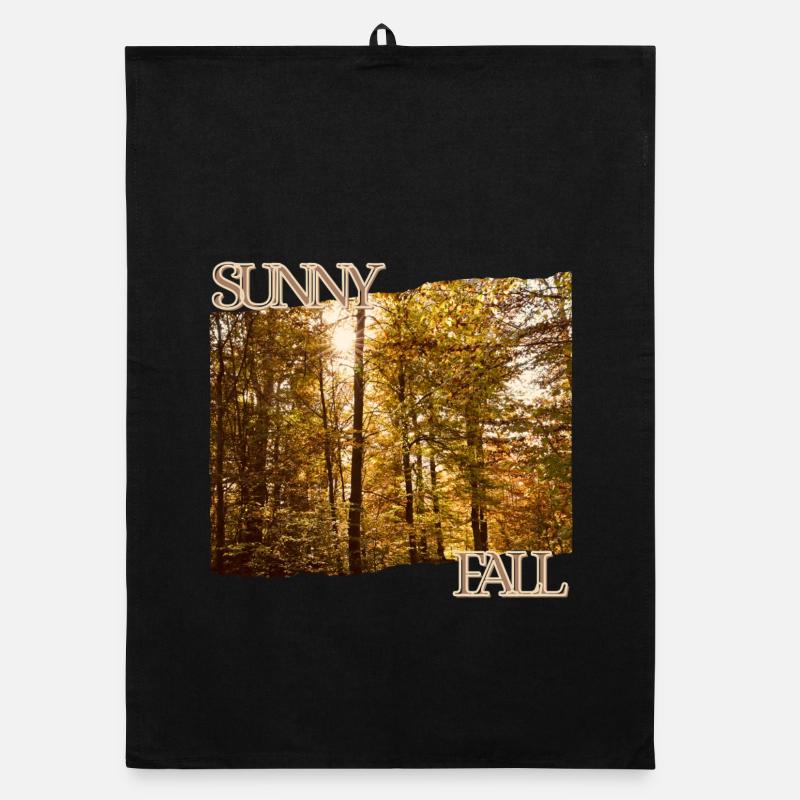 Sunny Fall - Herbstsonne im Wald - Organic Geschirrtuch - Schwarz