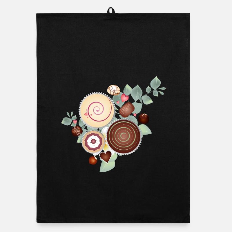 Noble praline motif between delicate foliage Organic dish towel